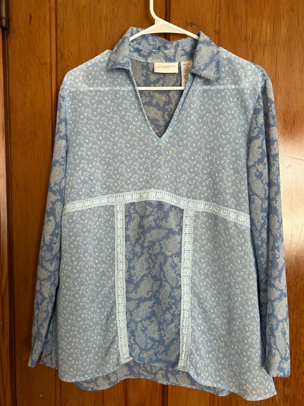 Liz Claiborne Petite Blue Paisley Blouse